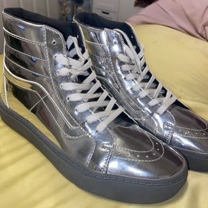Holographic silver vans high-tops brand new